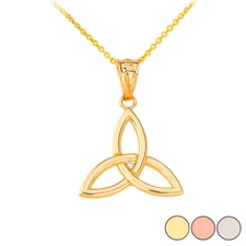 Gold Celtic Knot Triquetra Trinity Diamond Pendant Necklace(Yellow/Rose/White)