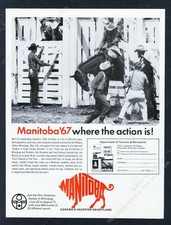 1967 Manitoba Stampede rodeo photo Canada travel vintage print ad