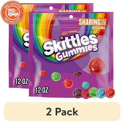 (2-Pack) Skittles Gummies Wild Berry Gummy Candy, 12 oz Resealable Bag