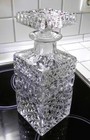 schöne DDR Whiskykaraffe mit Glasstopfen - Kristallglas transparent - neuwertig