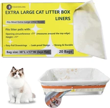 Jumbo Cat litter Box Liners (20 Count), Thickened Design with Drawstring for ...