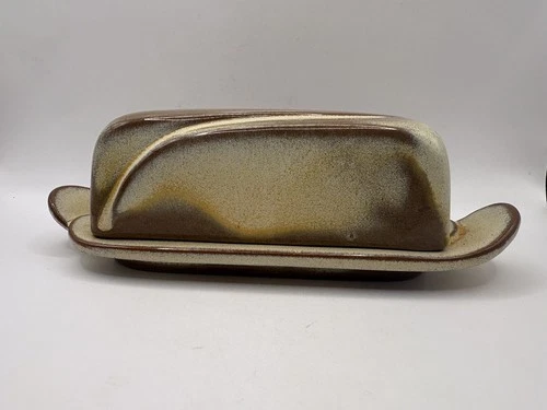 Vintage Prairie Brown Plainsman Frankoma 4K Pottery Covered Butter Dish