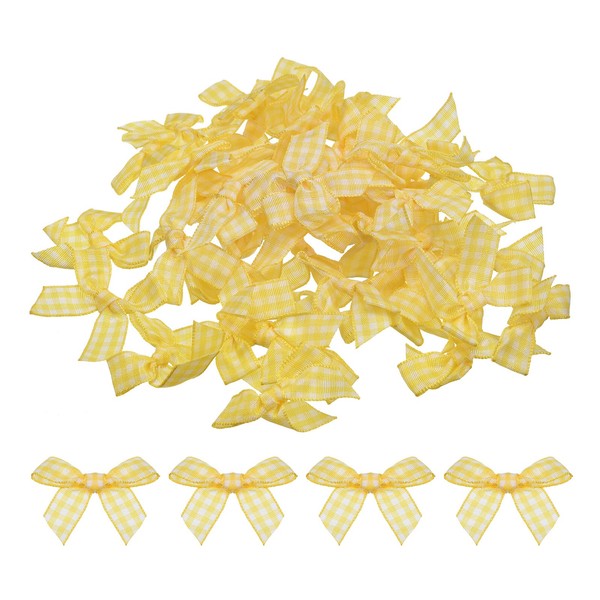 50X Mini-Gingham-Band-Schleifen, Kariertes Stoff-Satinband, Blumenschleifen #2-image