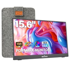 Portable Monitor 15.6" 1080P for Laptop with Protective Sleeve, Built-in 90  ...