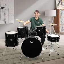 Glarry 5-Piece Complete Full Size Pro Adult Drum Set Kit for Beginner XMAS Gift