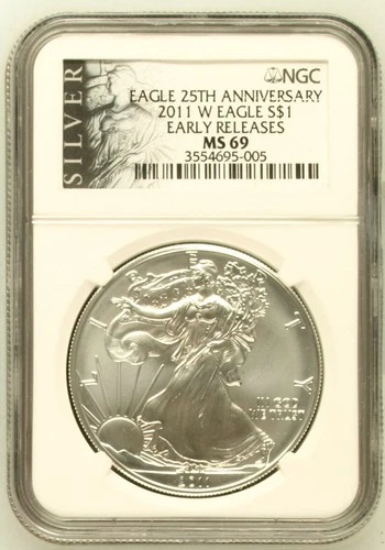 2011 W EAGLE S$1 BURNISHED SILVER EAGLE EARLY RELEASES NGC MS 69 NGC-3554695-005