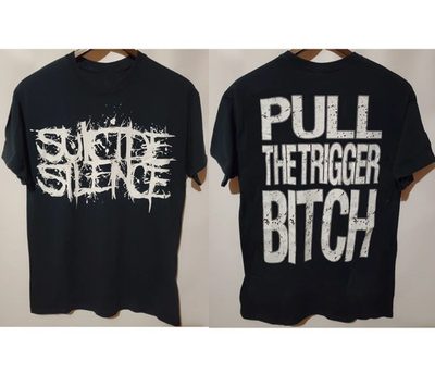 #ad Vintage Suicide Silence Pull The Trigger Btch Band reprint T Shirt $20.88