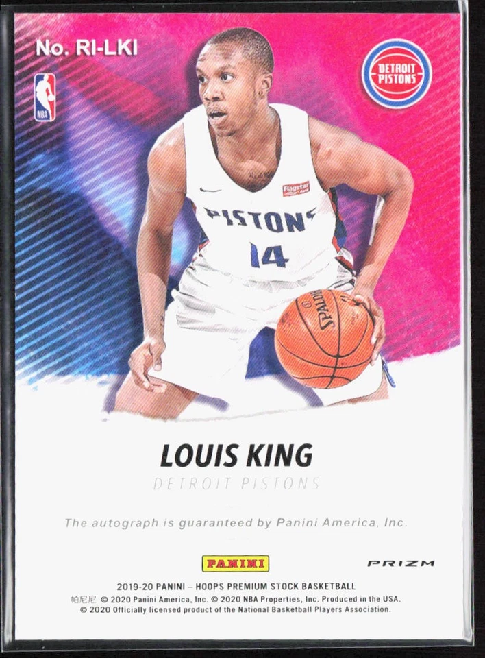 2019-20 Panini NBA Hoops Premium Stock Louis King Rookie Ink Auto Prizm - Image 2 of 2