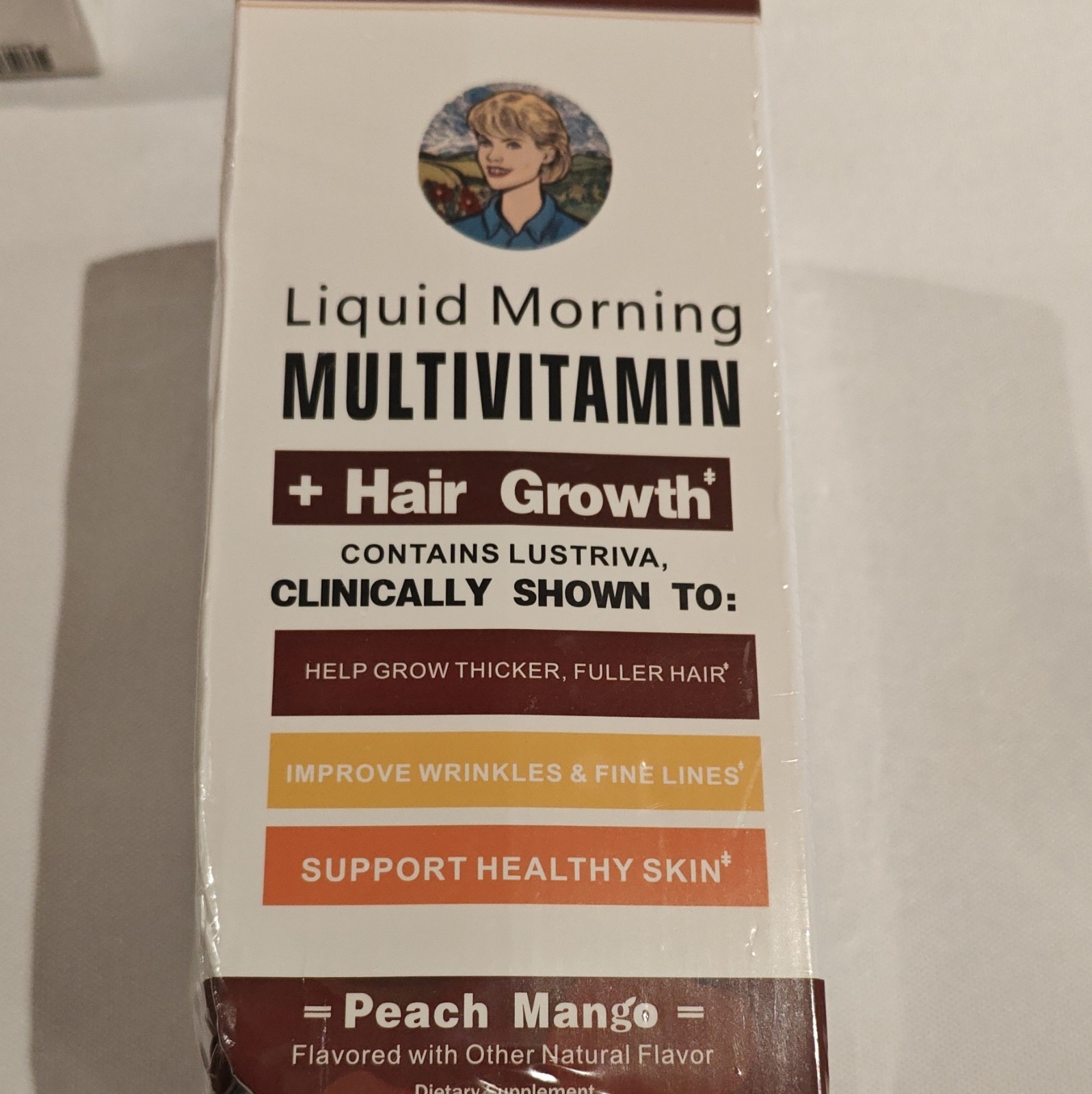 Liquid Multivitamin Lustriva Hair Growth Skin Health Peach Mango Vitamin