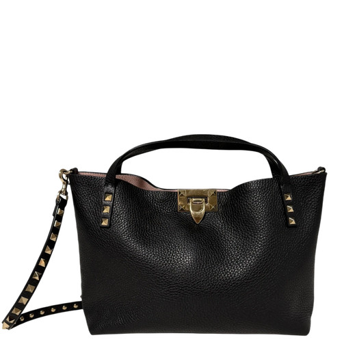 Valentino Garavani Rockstud With Pochette Handbag Black / Very Good