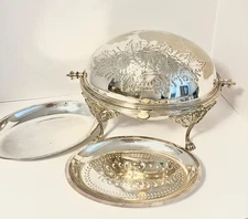 Vintage Elkington & Co., England Silver Plate Roll Top Server