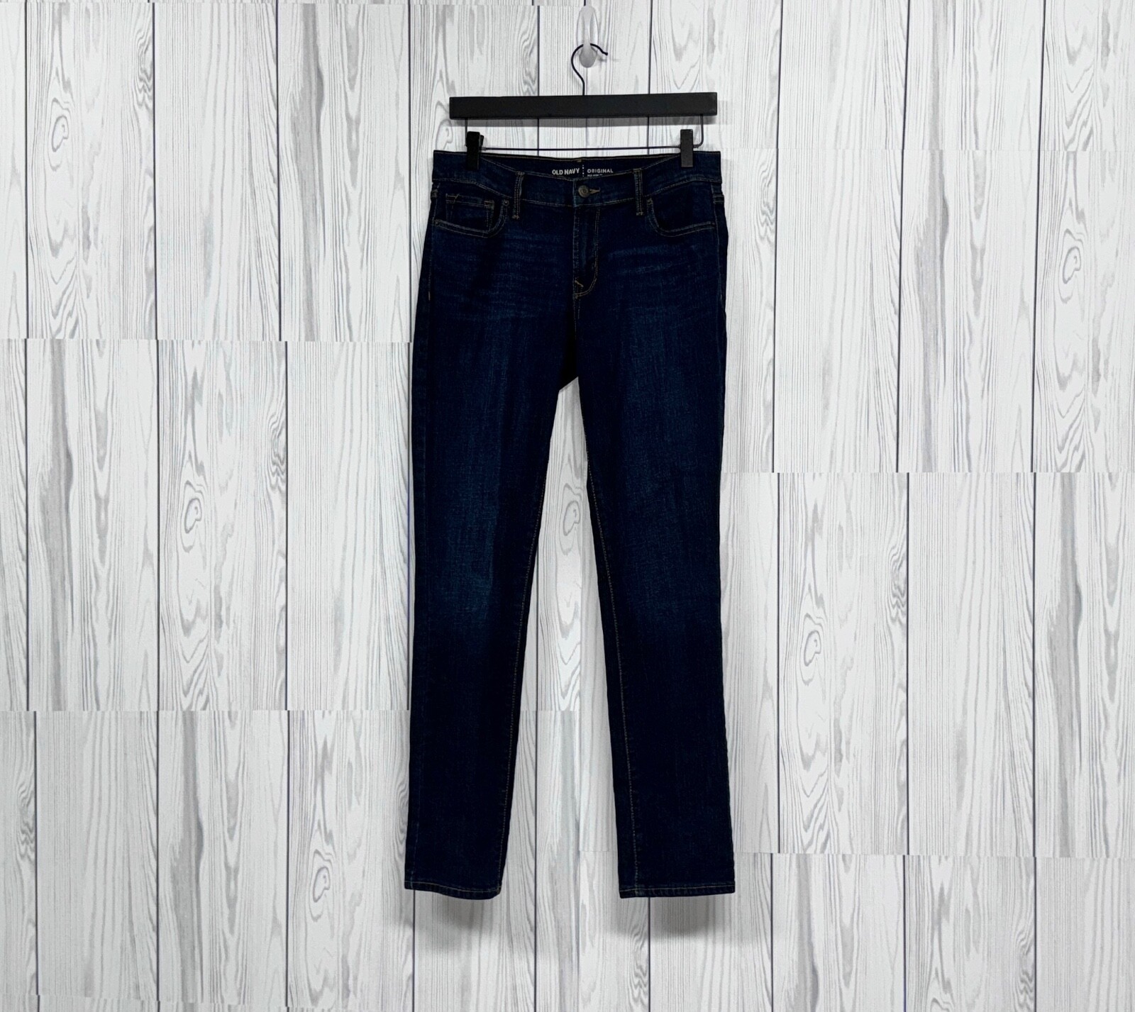 Old Navy Jeans Womens Size 6 regular straight slim mid rise blue dark stretch