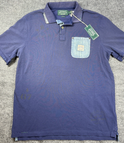 Polo Country Ralph Lauren Men Polo Large Blue Sportsman Eagle Patch Denim Pocket