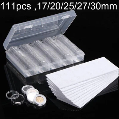 100X Round Coin Cases Clear Plastic Capsules Holder Collection Storage Box 30mm