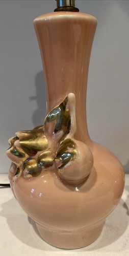 MCM Lamps Gilt Pink Ceramic With Gold Flower Pedals Pair of 8.5” Tall Gorgeous - 第 5/15 張圖片