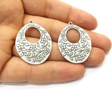 2 Dangle Flower Branch Antique Silver Plated Charms jewelry Accessories G21724