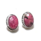 Pink Rhodonite  Gemstone Handmade 925 Starling Silver Jewelry Stud Earring 0.99