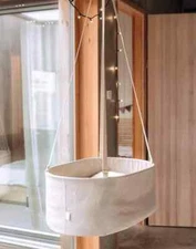 Newborn Cradle | Natural Linen HANGING BABY BASSINET | 100% natural materials