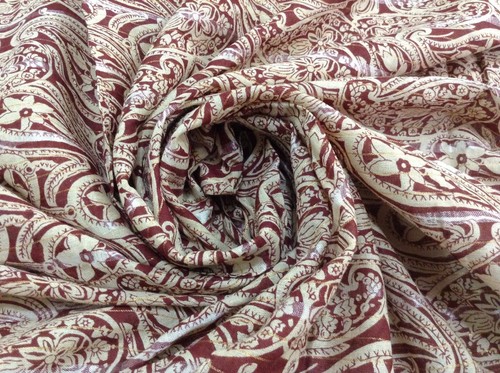 Sciarpe velo stola avorio stampa paisley puro cotone Om vintage Dupatta W-1476 - Foto 7 di 12