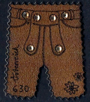 2015 ''Austria'' Traditional LEDERHOSE VF/MNH Stamp with 6 Swarovski Crystals! 