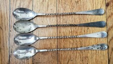 4 ANTIQUE, VINTAGE COLLECTIBLE SPOONS 8" * VICTOR'S S CO * SILVER PLATE- 1/2