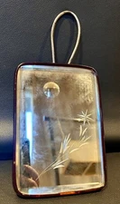 Vintage 1950s? 5”x7” Flower Etched Shaving Mirror W/Rubber Frame