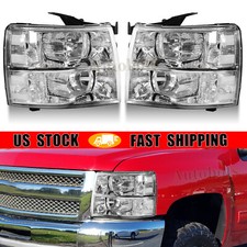 Pair For 2007 2008-2013 2014 Chevy Silverado 1500 2500hd 3500hd Clear Headlights