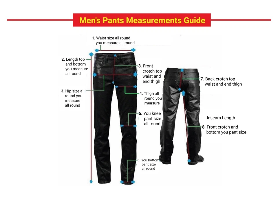 Homme Cuir Noir Pantalon 100% Véritable Souple Agneau Slim Fit Motard Casual - Photo 4/4