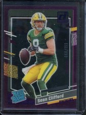 2023 Donruss Clearly Sean Clifford Purple Rated Rookie RC /199 #82 Packers