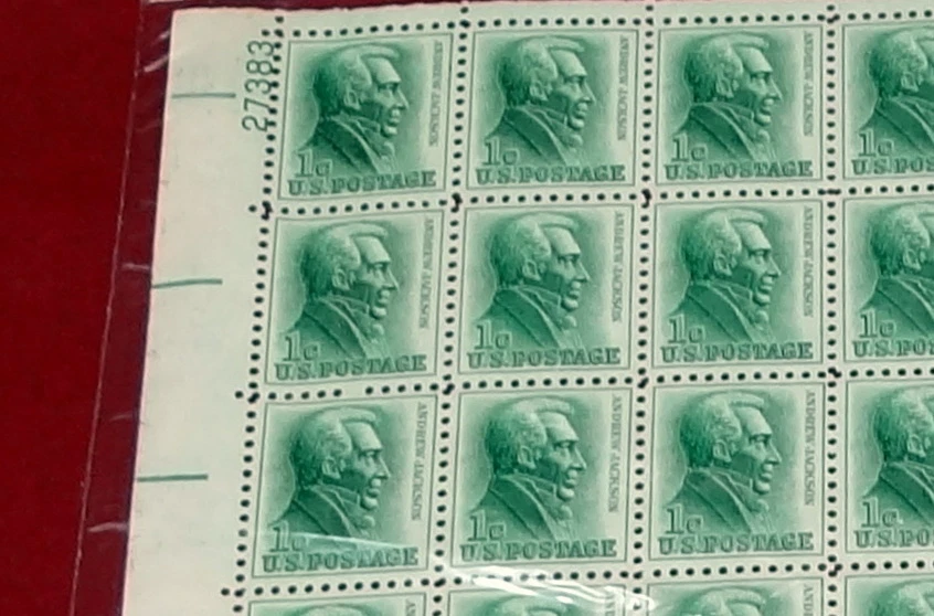 Andrew Jackson Plate of 100 Stamps, Hinged - Image 3 of 3