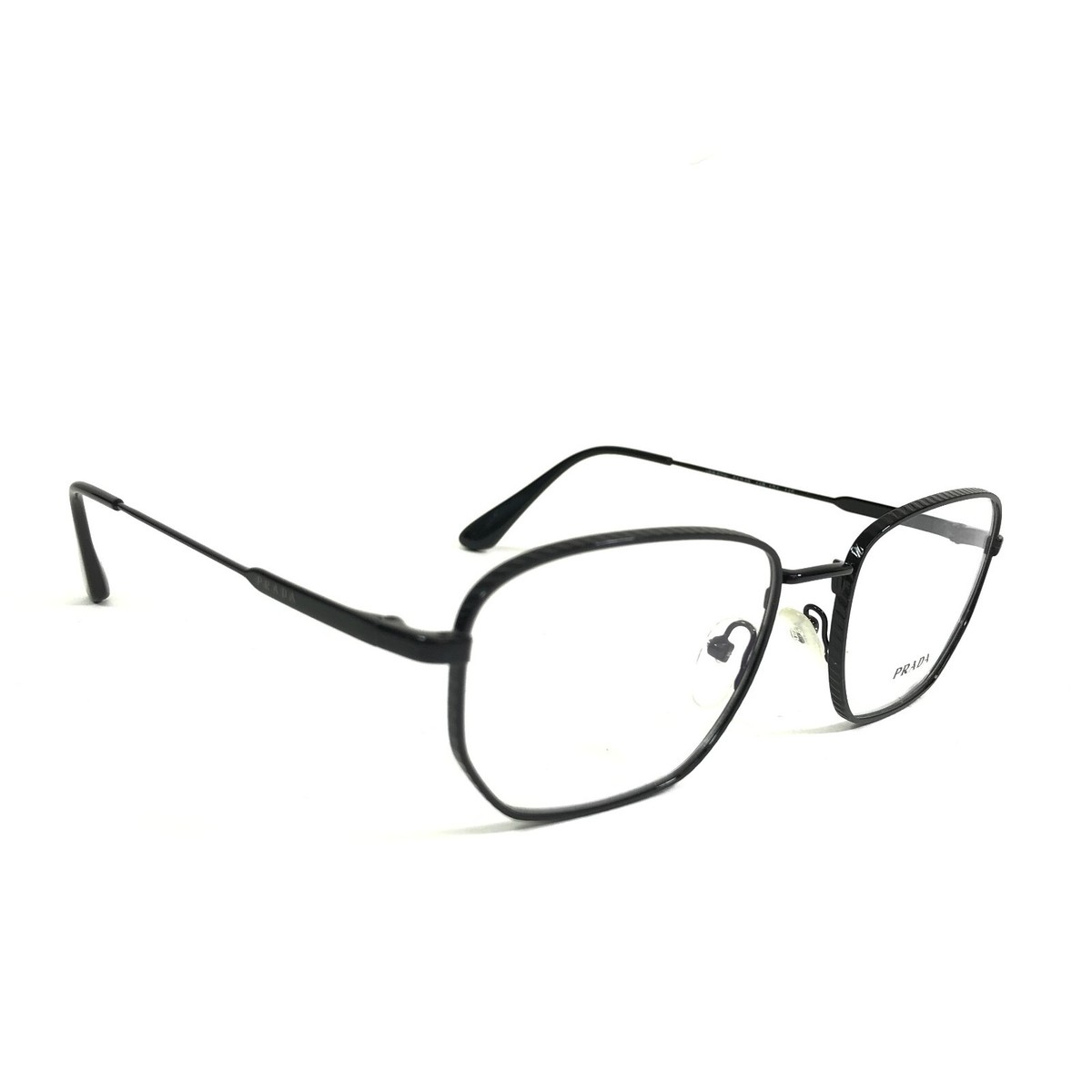 Prada Eyeglasses Frames VPR52W 1AB-1O1 Black Hexagon Round