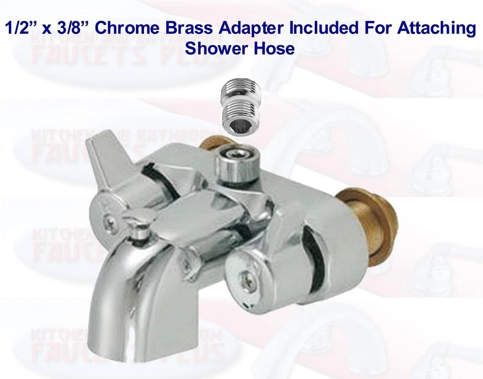 KB-FAUCETS PLUS 3-3/8” Chrome Heavy Brass Clawfoot Tub & Shower Diverter Add-A-Shower Faucet
