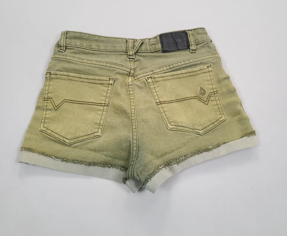 Volcom Shorts Teens 5 Green Denim Rolled Cut Off Casual Stylish Youth Kids - Image 2 of 4
