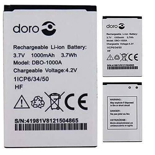 Genuine DORO DBO-1000A BATTERY FOR DORO 3.7V 1372 / 2404 / 1370 1000mAh