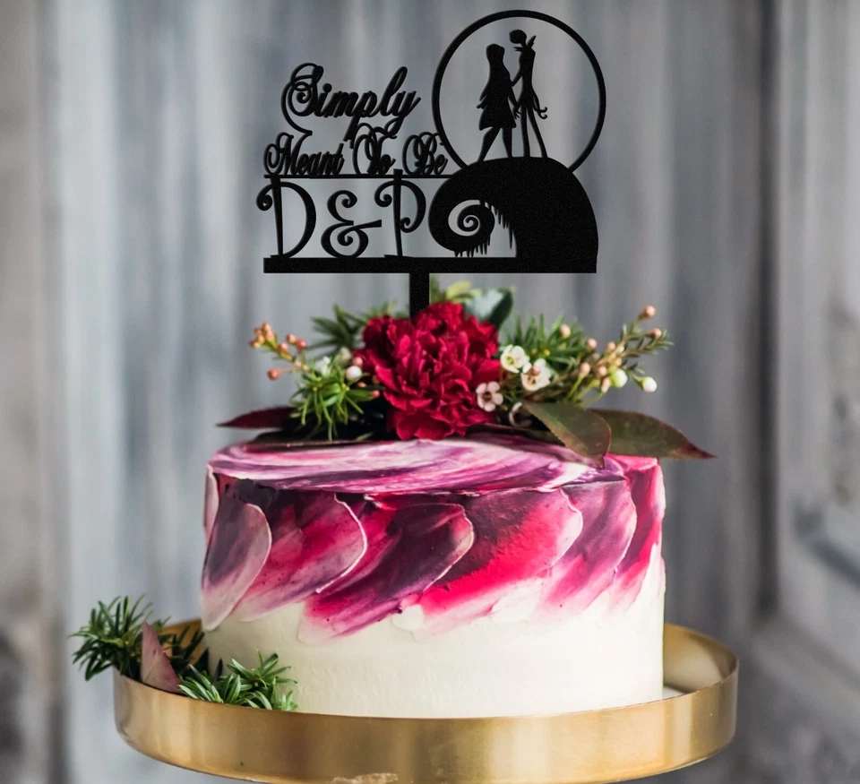 Topper de boda personalizado simplemente destinado a ser, adorno de Halloween, novia/novio Foto 3 de 4