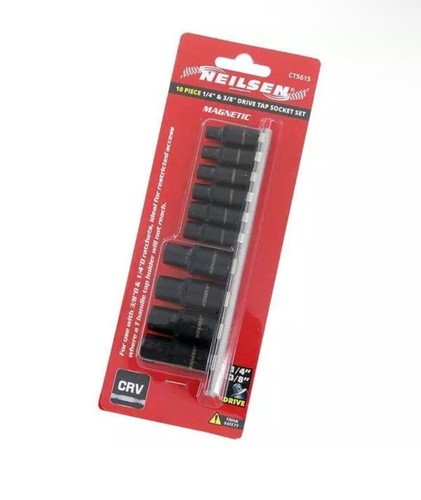 Magnetic Tap Socket Set 10-Piece Tap Holders 1/4" & 3/8" M1.5-M14 CT5615 - Picture 3 of 3