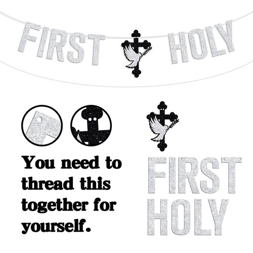 First Holy Communion Banner Baby Shower / 1st Religious/Birthday Baptism Bunt... - Picture 7 of 7