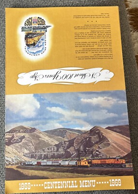 1969 Union Pacific Railroad Dinner Menu Domeliner City of Los Angeles Centennia