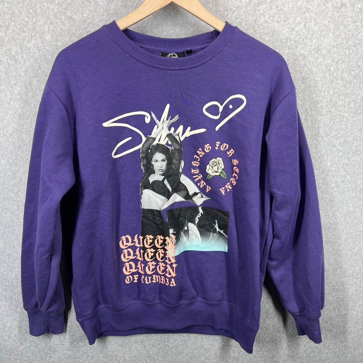 Selena Quintanilla Womens S M Purple Pullover Sweater Crew Neck Long Sleeve GUC