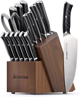 Kitchen Knife Set, 15 Piece Knife Block Sets with German Stainless Steel