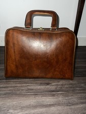 Sac à main en Simili cuir Marron  , Vanity Case, Sac Maquillage Ancien