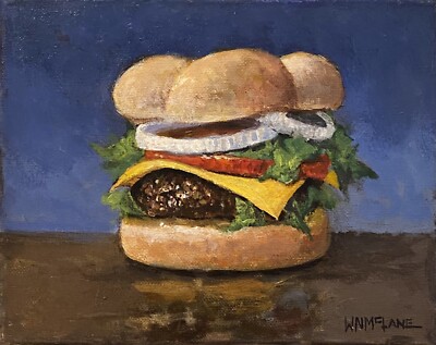 Cheeseburger, Cheeseburger. Acrylic on Stretched  Canvas. 8 x 10.  Original. New