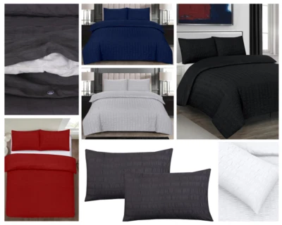 BS HOMEWARES Seersucker Duvet Quilt Cover Set with Pillowcase 100% Poly Cotton Double King