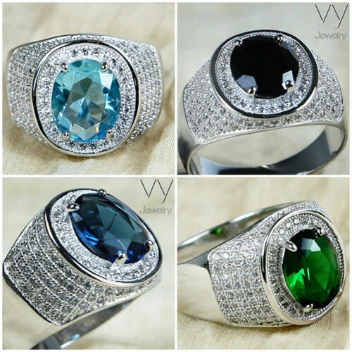 Stone Sterling Silver Rings for Men
