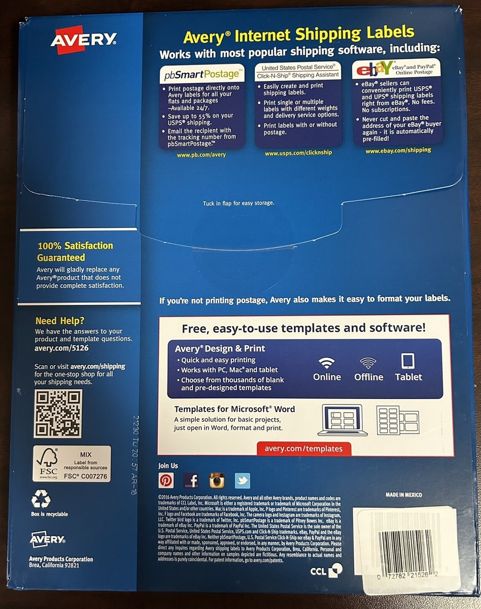 Avery 5126 Half Sheet 5.5 avery-5126-half-sheet-5-5-x-8-5-printable-labels-200-labels-100-sheets-new-ebay