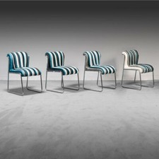 SET 4 SEDIE TOOTHPASTE VELLUTO METALLO DESIGN ANNI ’70 VINTAGE MODERNARIATO 