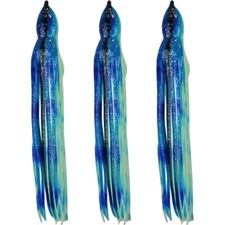 5.5" to 8.5" Octopus Hoochie Squid Skirt - Glow In Dark Blue & Green - 3 Pack