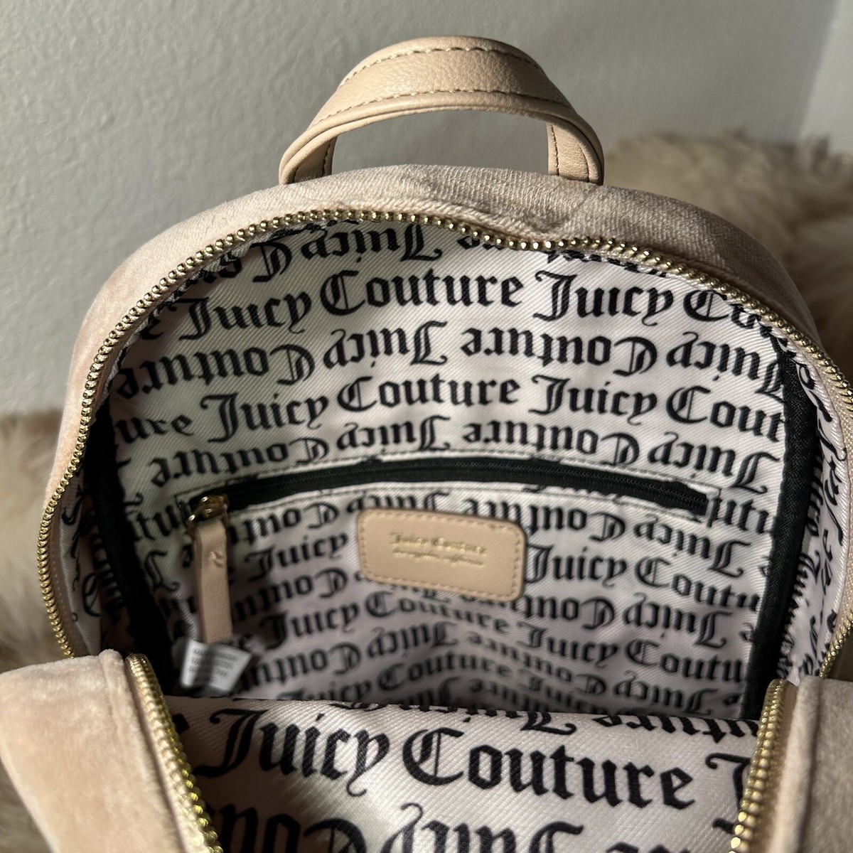 NWT Juicy Couture Obsession Velour Backpack - Cafe | eBay