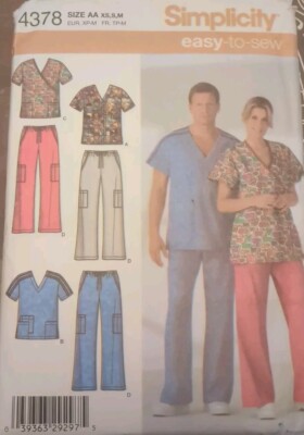 SIMPLICITY SEWING PATTERN # 4378 MENS' & WOMEN'S SCRUBS SIZE XS-S-M UC/FF