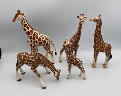 Schleich GIRAFFE HERD 2003 Retired Animal 5 Figure 14390 14750 Mares & Foal Lot